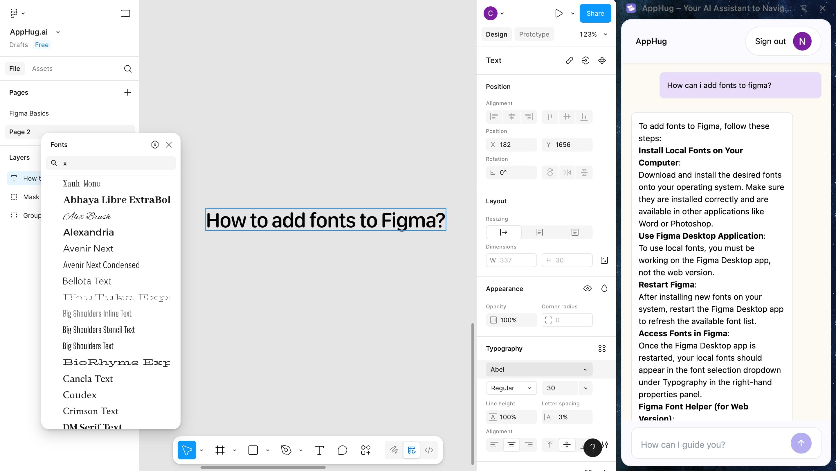 how to add fonts to Figma